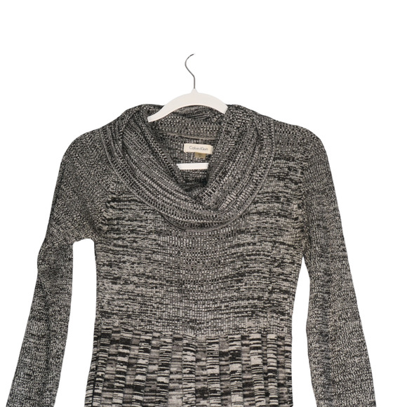 Calvin Klein Sweater Dress Womens M Heather Gray Ribbed Fit Flare Career Classic - Picture 2 of 11